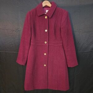 J.Crew bugundy wool coat with gold buttons sz. 4